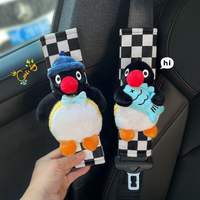 Cute Pingu Penguin Seat Belt Cover, Soft Plush Car Shoulder Pad, Cartoon Safety Belt Protector for Auto Interior