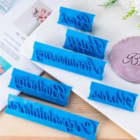 6pcs Cake Baking Printing Mold Handwriting Letter DIY Cookie Press Stamp Embosser Best Wishes Fondant Tools Decoration Set