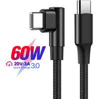 PD 60 W USB Typ C auf USB C Kabel 90 Grad Winkel Schnellladung Typ-C Datenkabel für iPad MacBook Pro Xiaomi Samsung Huawei