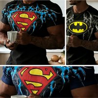 2026 Hot Selling Fashion Summer New Superhero Unique Design 3D Printing Outdoor Sports Hip-hop Street Wear Men's T-shirt Large