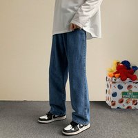 Mode coréenne hommes jambe large jean 2025 automne nouveau Streetwear droit Baggy Denim pantalon mâle marque pantalon