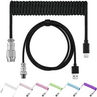 USB Type C Aviator Connector Spring Cord Mechanical Keyboard Coiled Cable for Protable Mechanical Keyboard Data Charging Cable