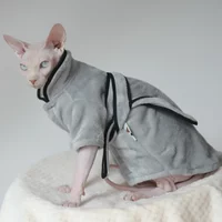 DUOMASUMI Warm Sphynx Cat Pajamas Fashion Kitty Hairless Cat Clothing Comfort Winter Dress for Devon Rex, Small Cats
