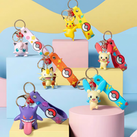 Pokemon Anime Keychain Pendant Gengar Mimikyu Meowth Snorlax Cute Character Official Collectible Backpack Car Key Decor Toy Gift