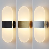 Modern Style Indoor LED Aluminum Body Matte Acrylic Hotel Corridor Bedroom Bedside Right-Angle Rounded Wall Lamp