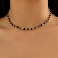 Lacteo Kpop Black/White Tiny Crystal Beads Short Chain Choker Necklace for Women Jewelry Collar Neck Chain Wedding Party Gifts