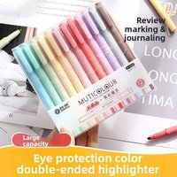 24 Color Pastel Highlighters Eye Protection Large Capacity Student Marker Pen Soft Retro Colors