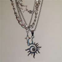 3PCS SET Stainless Steel Spiral Pendant Layered Choker Star Necklaces For Women Men Charm Grunge Neck Jewelry Y2K Accessories