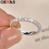 OEVAS 100% 925 Sterling Silver 2mm Moissnaite Diamond Rings For Women Top Quality Party Wedding Band Fine Jewelry Gift Wholesale