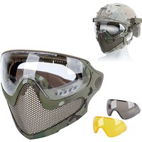 Tactical Full Face Mask Paintball Airsoft Cs Shooting Steel Mesh Breathable Protective Head/ Helmet Wearing Masks Hunting Gear