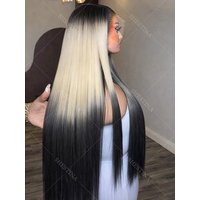 Black Mixed Blonede Highlight Ombre Lace Front Wig Human Hair Reay to Wear Bone Straight 5x5 Lace Front Glueless Wigs Pre Cut