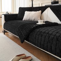 Thickened Flannel Sofa Cushion Plush Plaid Velvet Plush Non-Slip Cushion Dustproof Living Room Sofa Cover Backrest Armrest Towel