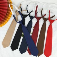 JK Small Necktie Free Black Wine Red Solid Dark Blue Korean Blended Student Basic Style School Uniform Class