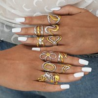 Minimalist Geometry Design Rings 18K Gold Plated Stainless Steel Stackable Hollow Ring Women's Jewelry Adjustable Ring Gift