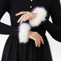 Fashionable Detachable Cuffs for Women White/Black Long Plush Cuffs Autumn Winter Warm Windproof Cuffs