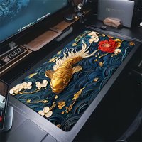 Mouse Pad Japanese Desk Mat Koi Fish Japan Art Seal Yin-yang fish Large XL Gaming Oversize Deskmat Rubber Mousepad 1000x500