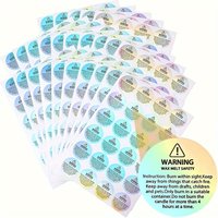 10 Sheets/Pack 1.18In/3Cm Holographic Laser Candle Warning Label Stickers, Candle Container Stickers, Candle Jar Container Safety Stickers, Warning and Safety Reminders