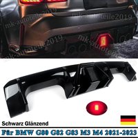 Heckstoßstangen-Diffusorlippe mit LED-Licht für BMW G80 M3 G82 G83 M4 2020 2021 2022 2023, Hecklippe, Schutz, glänzend schwarz