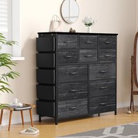 Chest of Drawers, Multifuncational Tall Dresser Cabinet for Bedroom with Metal Frame, Fabric Storage Organizer for Living Room