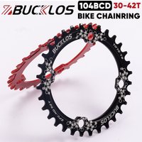 BUCKLOS 104BCD Bicycle Chainring 30T-42T Round Oval Bicycle Chainwheel Aluminum Narrow Wide Chainring Mountain Bike Parts