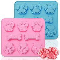 Pink and Blue Puppy Dog Paw and Bone Cake Mold Silicone Ice Cubes Chocolate Molds For Candy Crayons Non-Stick Baking Molds