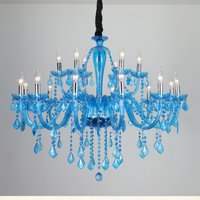 Nordic Luxury Blue Crystal LED Chandelier Restaurant Bedroom Coffee Shop Clothing Store Hotel Club Pendant Lamp Art Decor Light
