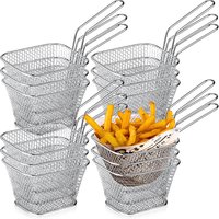 LMETJMA French Fry Basket Mini Square Fry Basket with Handle Stainless Steel Chips Deep Fry Basket Frying Chips Mesh Basket JT94
