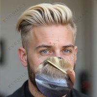 4T613# Ombre Blonde Ultra Thin Skin 0.06mm Men Toupee Undetectable Natural Hairline 100% Human Hair Grey Hair Replacement System
