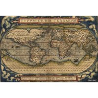 1570 Ortelius World Map Typus Orbis Terrarum Antique Vintage Renaissance Cartography Wall Art Print Poster Unframed