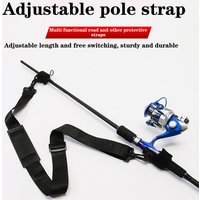 1Pc Fishing Rod Carrying Strap Sling Shoulder Belt Security Tools Nylon Rod Bracket Waist Belt Strap Fishing Tool Accessories