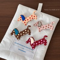 1PC Cute Dachshund Dog Polka Dot Hair Clips,Sweet Aesthetic Side Bang Hair Accessories For Girls And Women