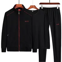 Autumn Winter Outdoor Sports Running Windproof Breathable Thick Velvet 1-3Piece Set Men Round Neck T-shirt Pants Jacket Set Coat