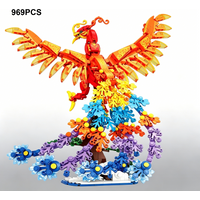 New Flame Phoenix Dragon Building Block Set Auspicious Dragon & Phoenix Assembly Model Creative Building Blocks Desktop Ornament