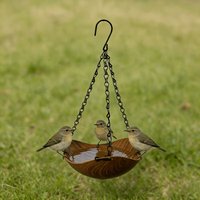 Hanging Bird Bath Bowl Outdoor Bird Water Feeder Tray with Chain Hook Garden Birdbath for Yard Patio Balcony