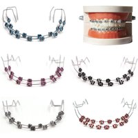 Fashion Braces 1 Pair Colorful Temporary Tooth Decoration With Metal Wires Metal Bracket Orthodontic Ligature Ties High Quality