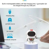 Photoluminescent Astronaut Gyro Toy with Tether Retrieval & Steel Wire, Sensory Spacecraft Flyer for Children