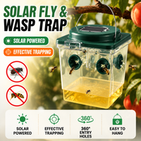 Solar Wasp Trap Outdoor Fruit Fly Catcher Hanging Insect Trap Solar Powered Bee Hornet Killer Reusable Garden Pest Control Tool