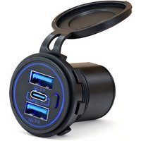 Custom Embedded Two Type C Pd and One Usb Qc 12V 24V Usb Mobile Chargers Charger Outlet Socket for Bus Coach Electric Scooter