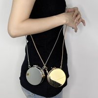 Portable Korean Style Round Crossbody Bags Elegant Gold/Silver Mini Banquet Chain Bag Luxury Shinny Women Purse Wedding