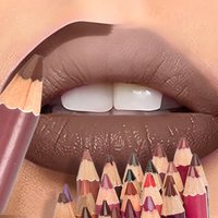 Dark Brown Waterproof Lip Liner Matte Long Lasting Makeup Pens 28 Colors Non-stick Cup Lipstick Pencil Women Party Lip Cosmetic