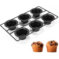 6 Cups Nonstick Popover Pan Muffin Cupcake Pan Pudding Bakeware for Oven Baking Muffins Quiches Pudding Cakes Kitchen Tools