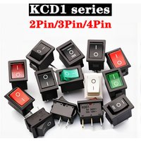 10 Pcs KCD1 2/3/4Pin 15mm x 21mm Boat Car Rocker Switch 6A 250V AC 10A 125V AC Red Green Indicator for Switch Status Display
