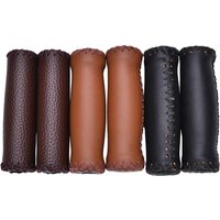 1Pair 3 Colors Vintage Retro Riding MTB Road Mountain Bike Bicycle Handlebar Grip Artificial Leather Cycling Grip Ends