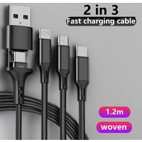 5 in 1 PD USB Fast Charging Cable For iPhone 14 13 12 Xiaomi Android Micro USB Type-C Phone Charger Multi-ports Data Cable