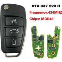 CN008076 Original Board 3 Button Flip Remote Key Fob Keyless Go Contorl MQB48 Chip 434Mhz 81A 837 220 H For A-udi A3 Q2 Q3