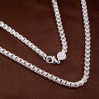 Classic 4MM box chain 925 Sterling Silver Necklaces for woman men's Charm Jewelry Fashion charms Party Christmas Gifts