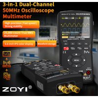 ZOYI Upgraded 703S+ 2-Channel 3-in-1 Oscilloscope Multimeter, 50MHz Bandwidth, 10M Signal Generator, 280MSa/s Sample Rate