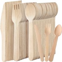 50PCS Disposable Wooden Forks Spoons Knives Wooden Tableware Ice Cream Wooden Spoon Fork Knife Cutlery Wedding Party