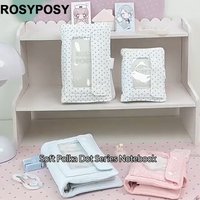 RosyPosy Celestial Puffy Dotted Notebook M5/A6per Soft Filler Diary with Exquisite Card Polka Dot Fabric Cover Portable Handbook