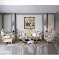 Court French Rococo Fabric Sofa European Solid Wood Furniture Carved Sofa Combination